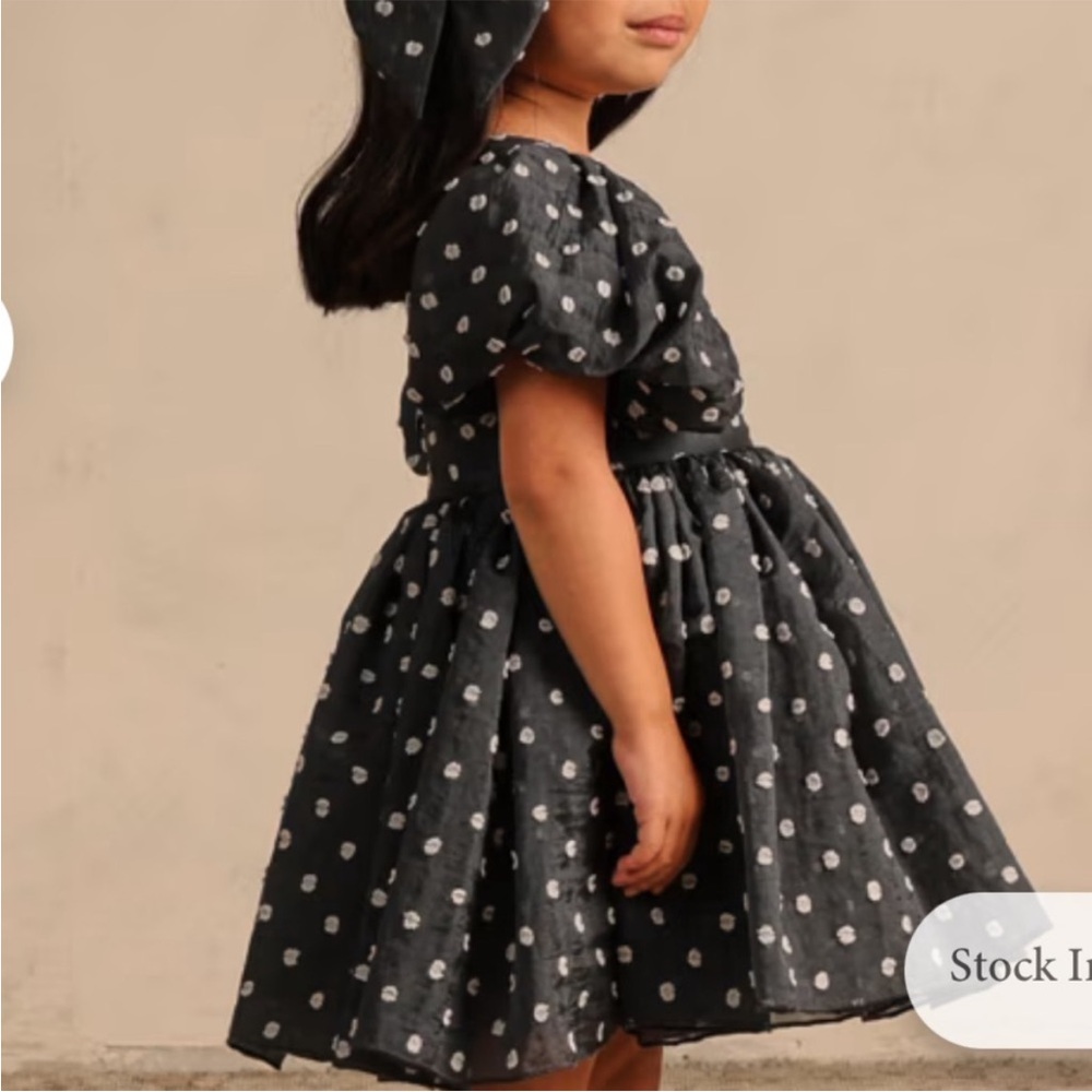 Elegant Charcoal Polka Dot Kids Dress NORALEE SOFIA DRESS - MIDNIGHT Size 10Y - Picture 3 of 16